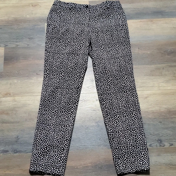 Talbots black with pink polka-dot pattern stretch trouser pants - Picture 1 of 8
